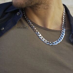 Men’s Solid 925 Sterling Silver Cuban Chain 26”